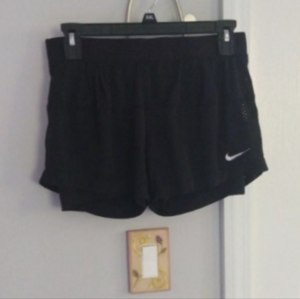 Nike Dri Fit Black Mesh Two In One Lined Athletic Shorts Women's Sz S
